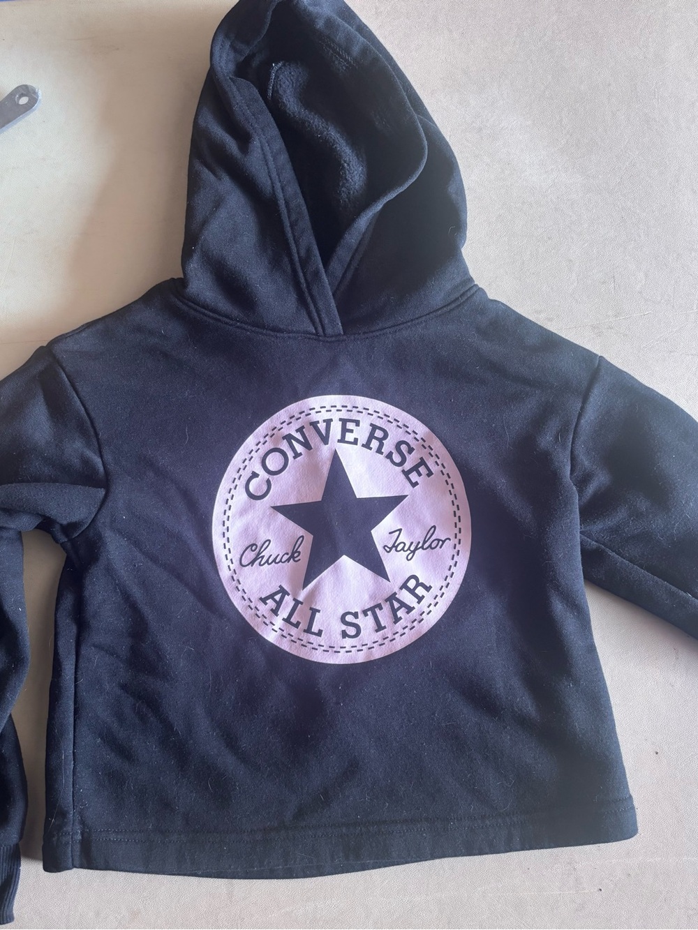 Converse Black Kids Hoodie with Pink All Star Logo